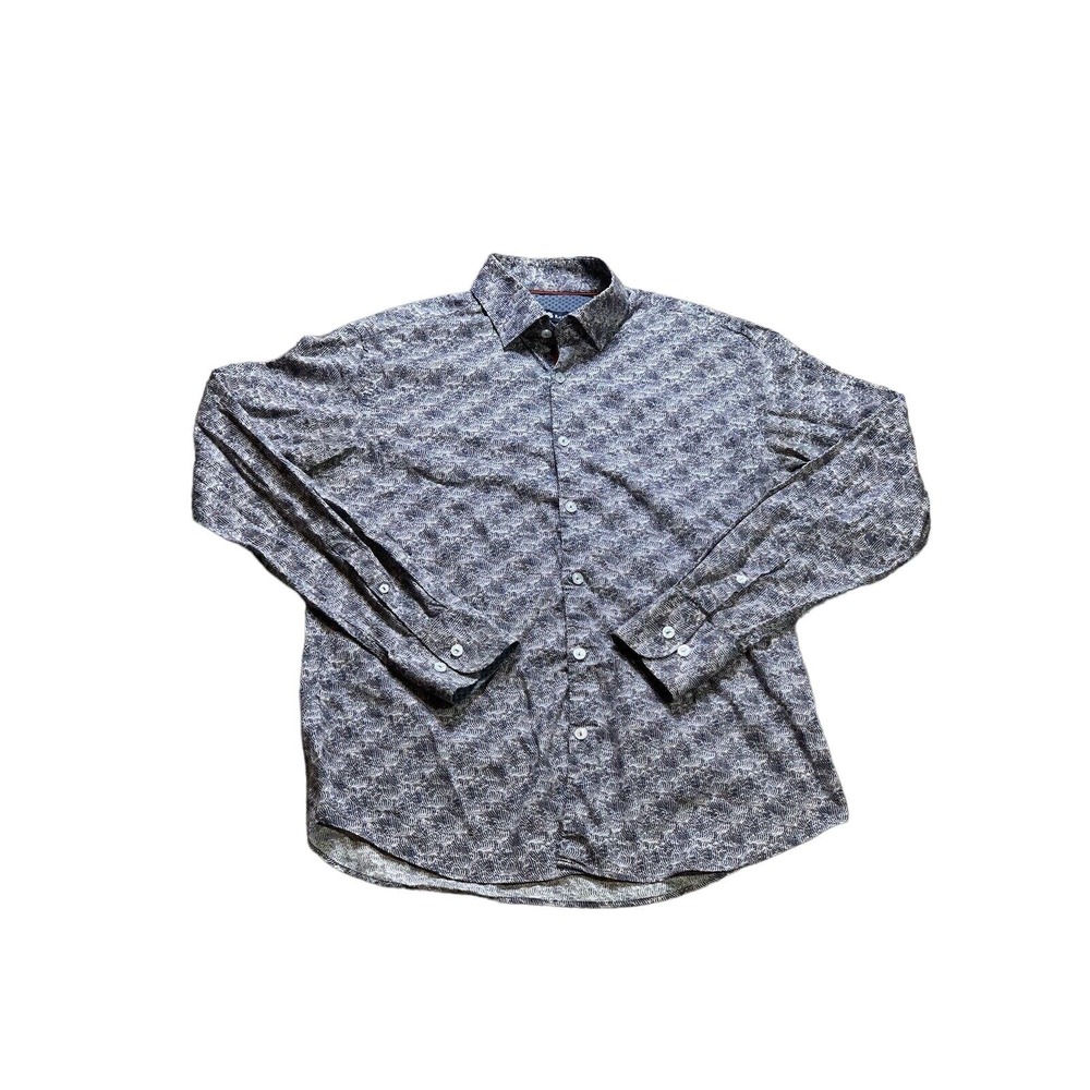 Stone Rose Shirt Small Blue Mens Casual Button Down Cotton Long Sleeve